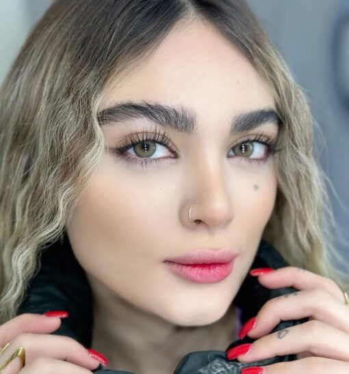 خرید لنز طوسی عسلی دور دار Honey